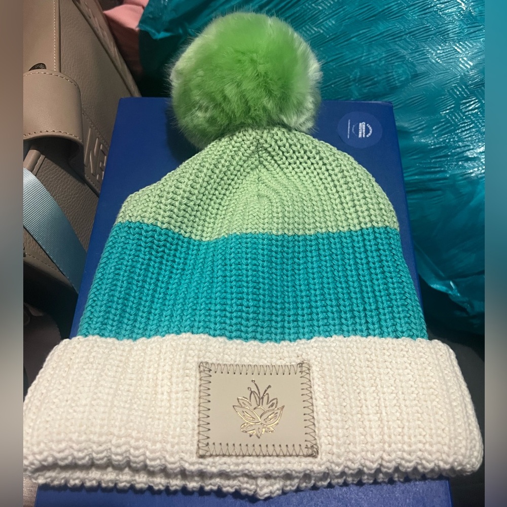 Princess and the Frog Green and Blue Pom-Pom Beanie